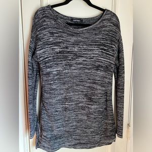 Ellen Tracy Black and White Ivory Knit Crew Neck Long Sleeve Sweater Size L